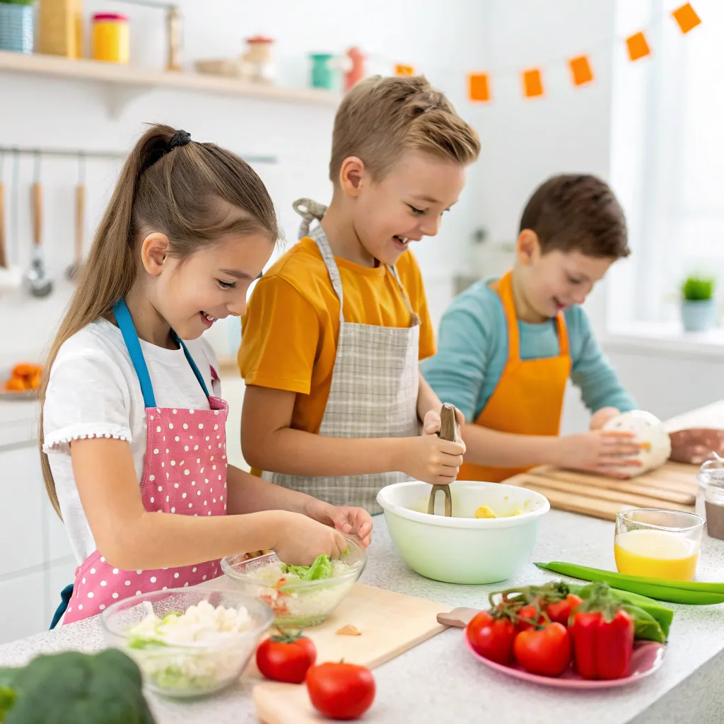 Kids enjoying cooking class